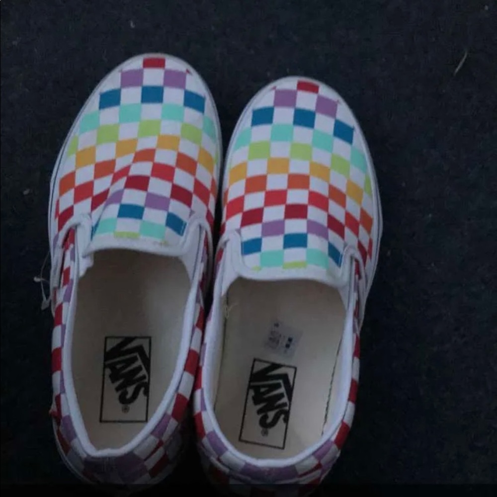 Rainbow checkered vans. Never been worn. Size 7.5. Super cute